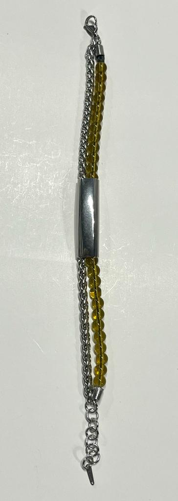 Stainless Steel Yellow Beaded Bracelet for Men - SBFMO2 - BUJIX