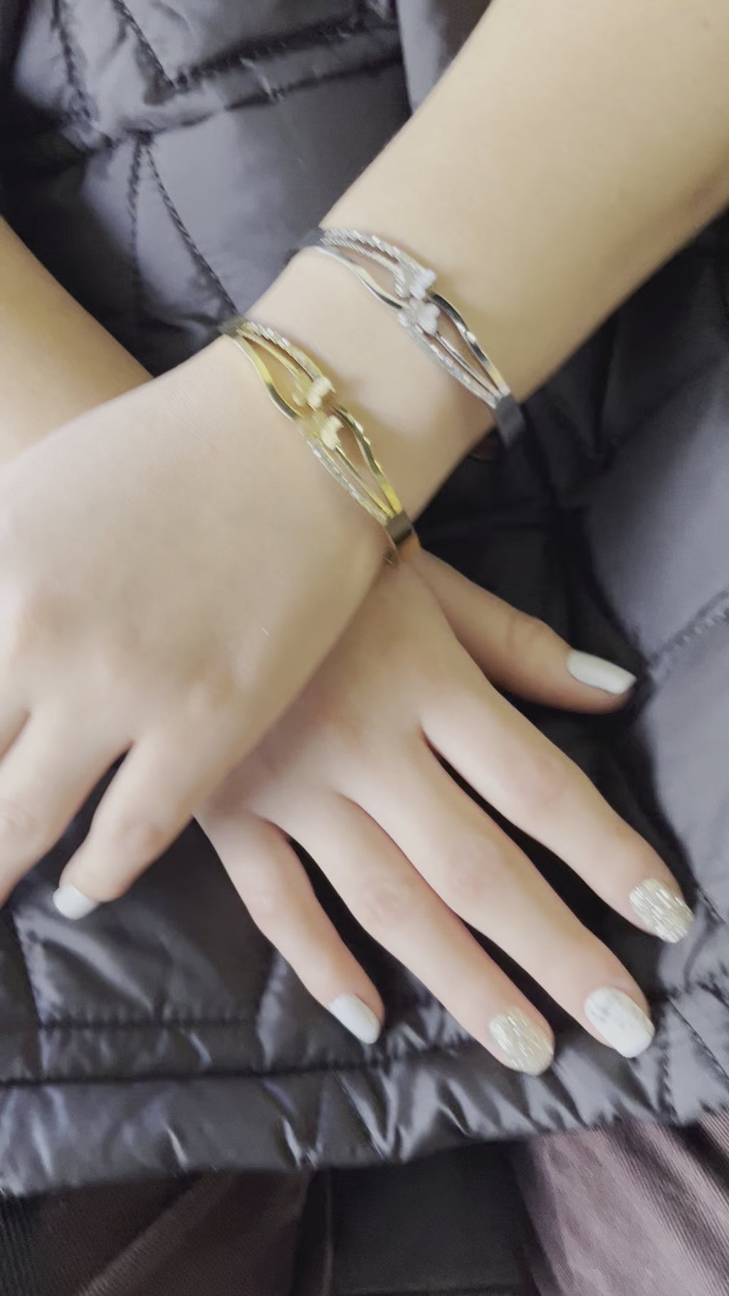 Stainless Steel Butterfly Bracelet with Zircon Stones - SCBR6N05