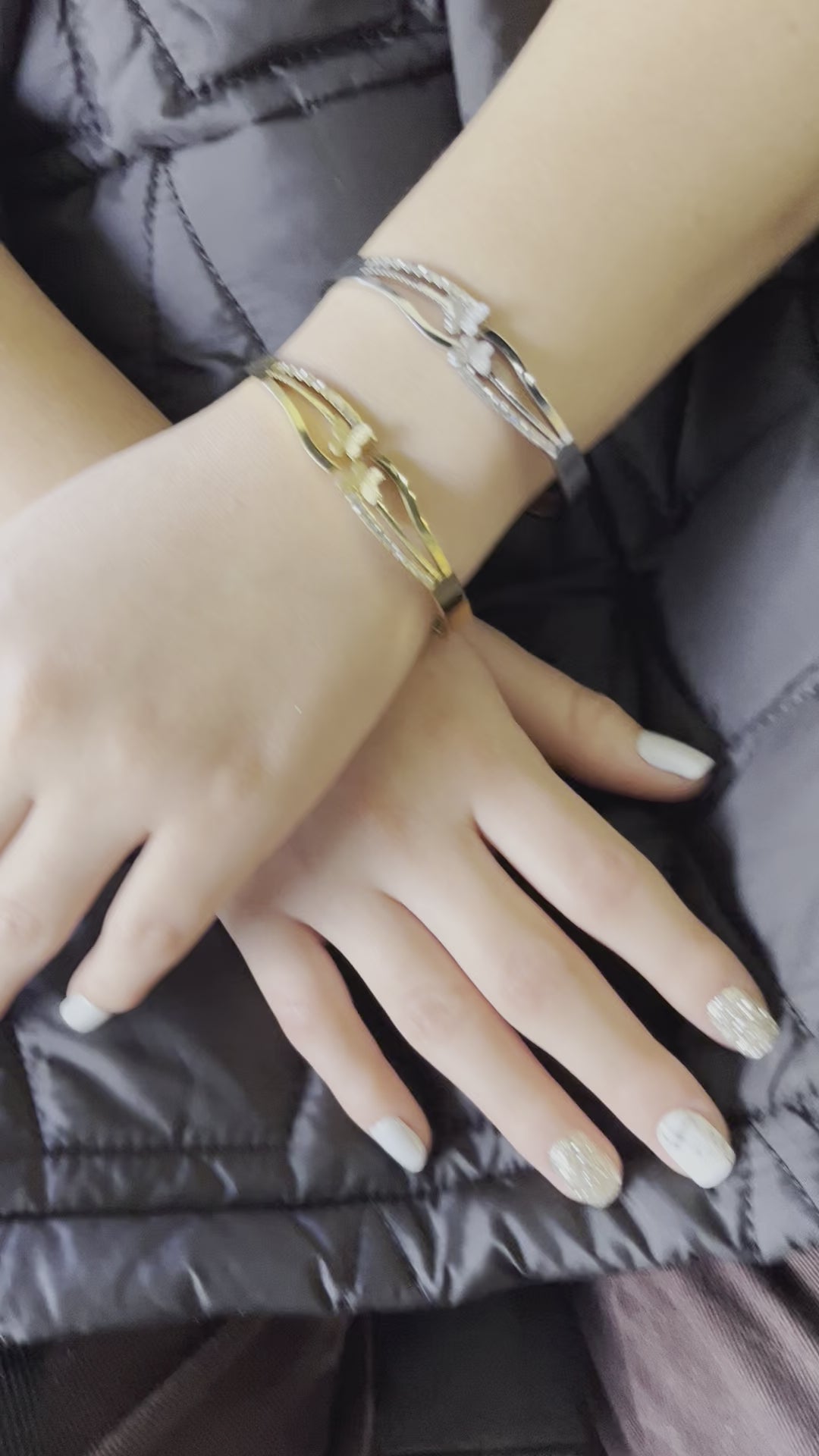 Stainless Steel Butterfly Bracelet with Zircon Stones - SCBR6N05