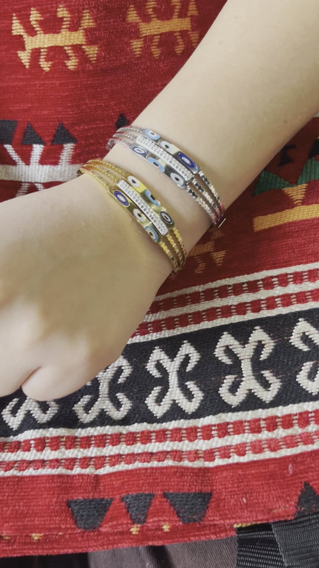 Stainless Steel Evil Eye Cuff Bracelet - SCBR2N7