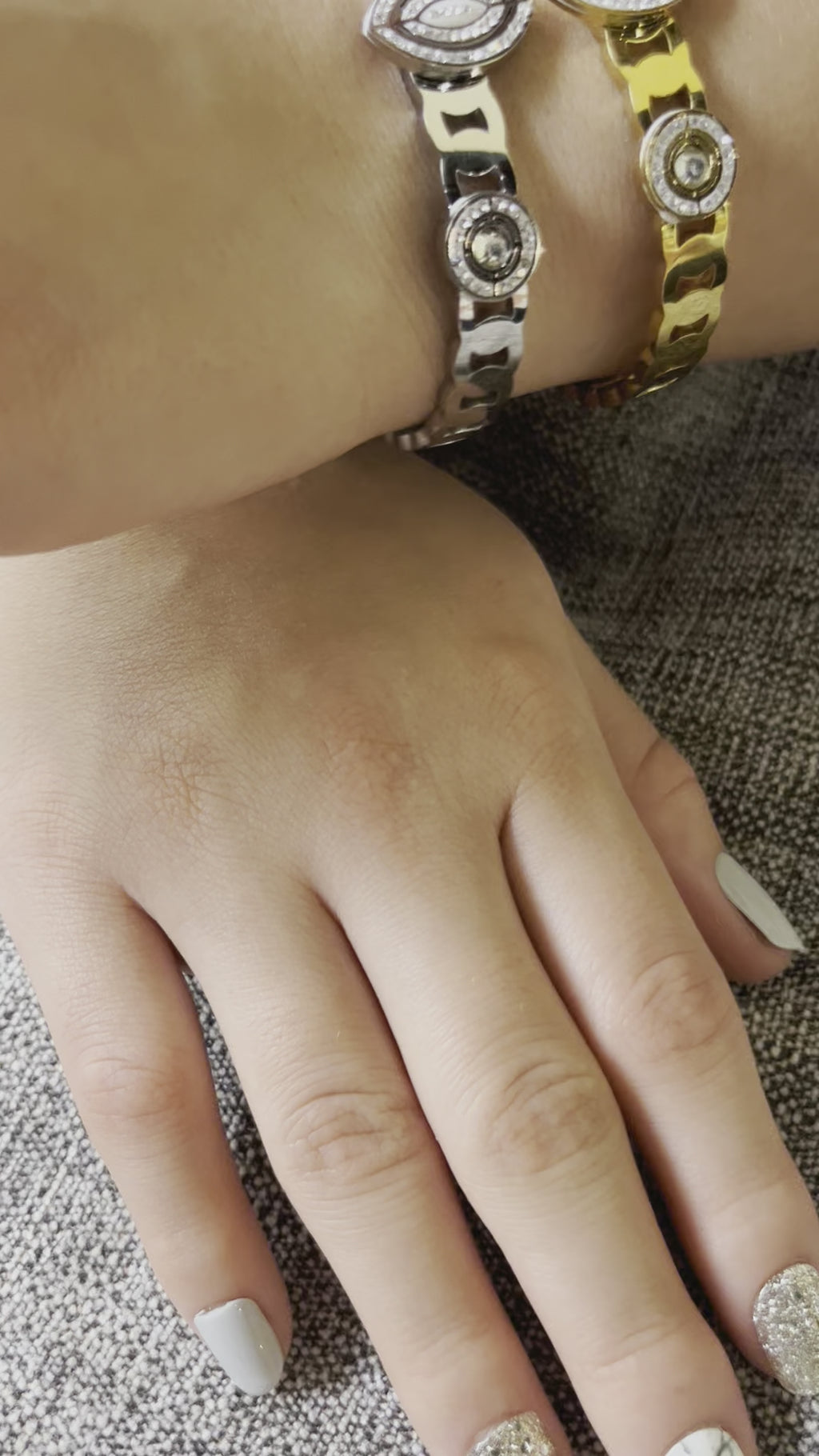 Stainless Steel Zircon Drop Bangle Bracelet - SCBR1N9