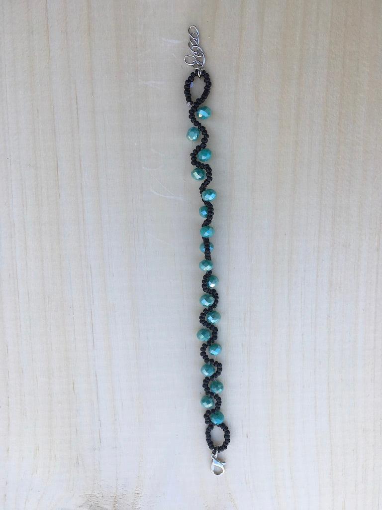 Crystal Bead Bracelet Set with Rotating Jewelry Display Stand - BUJIX