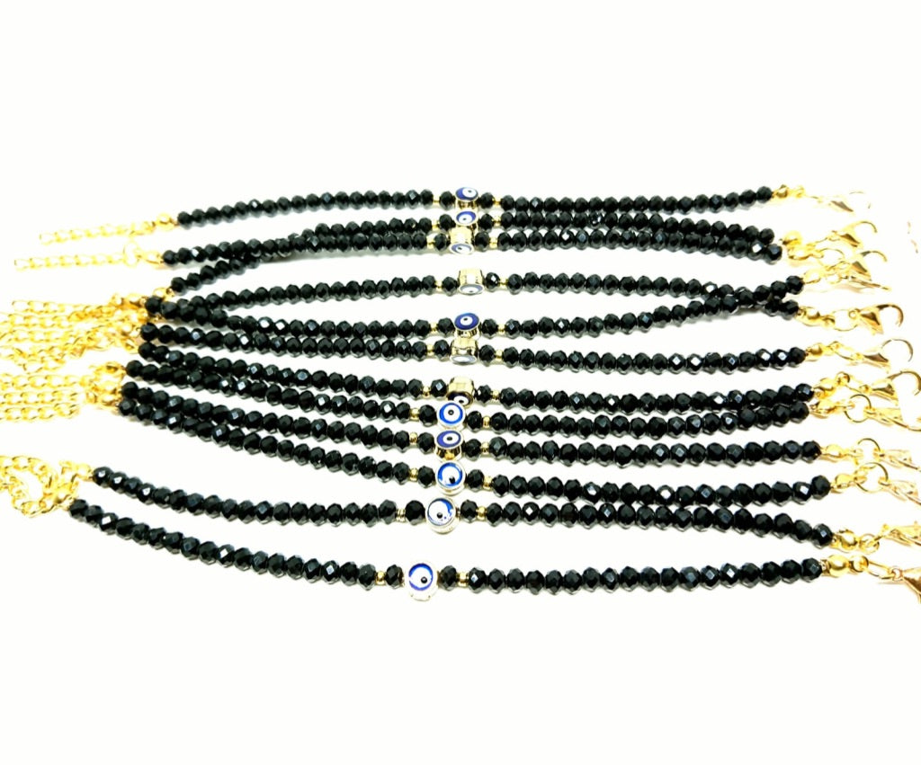 Crystal Bead Bracelet Set with Rotating Jewelry Display Stand