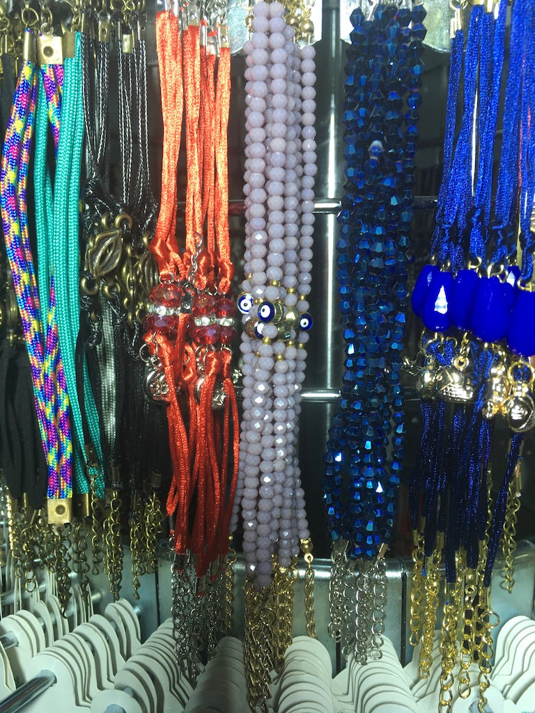 Crystal Bead Bracelet Set with Rotating Jewelry Display Stand