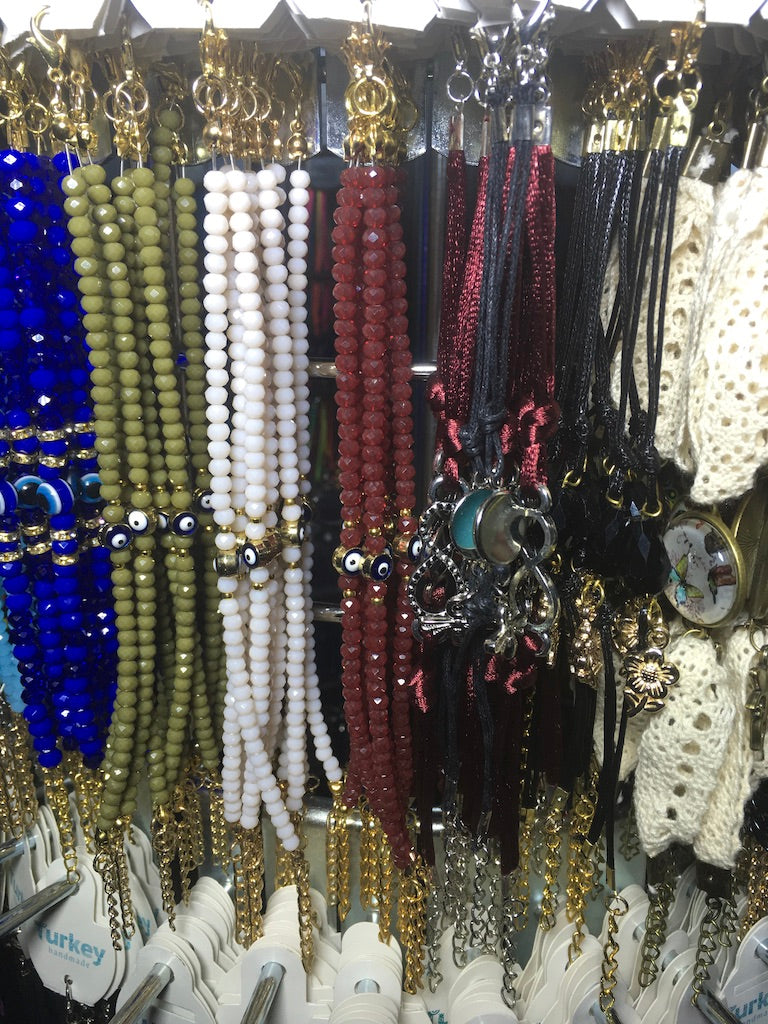 Crystal Bead Bracelet Set with Rotating Jewelry Display Stand