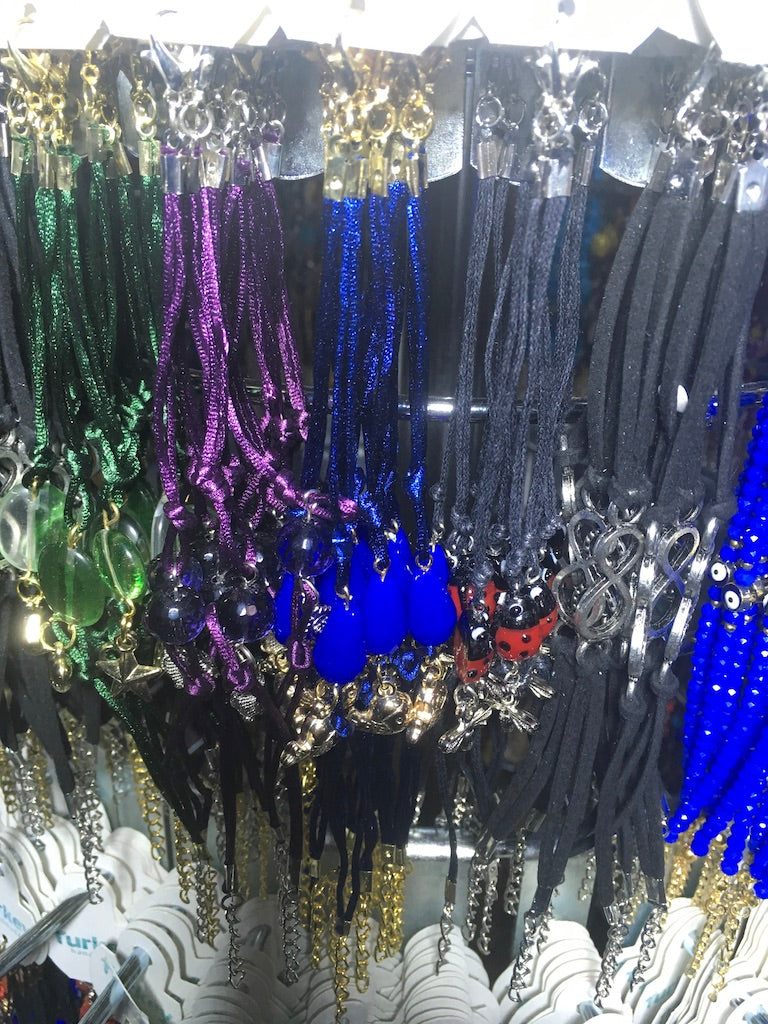 Crystal Bead Bracelet Set with Rotating Jewelry Display Stand