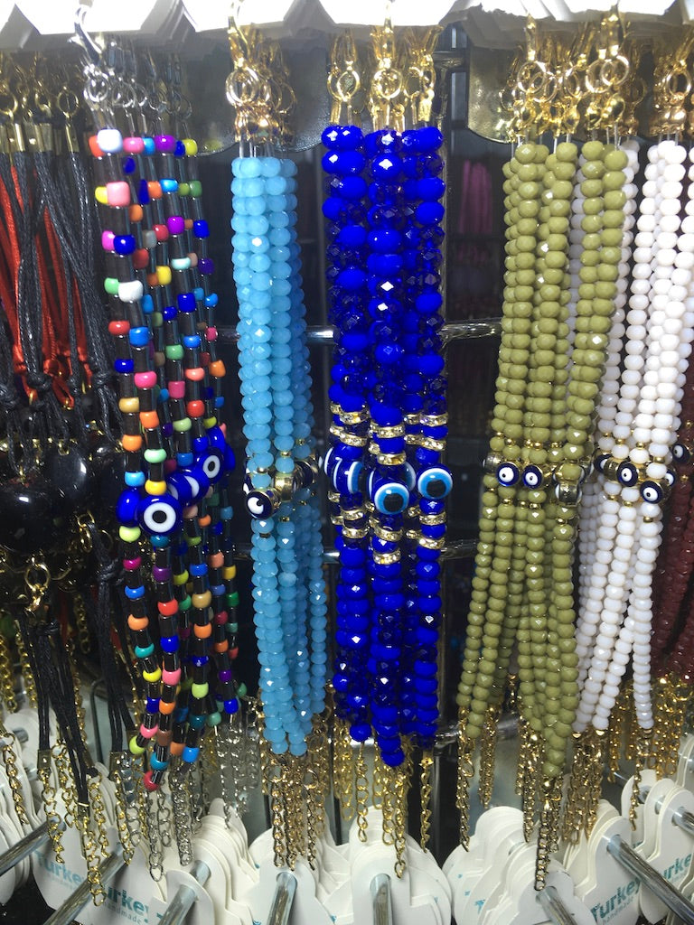 Crystal Bead Bracelet Set with Rotating Jewelry Display Stand