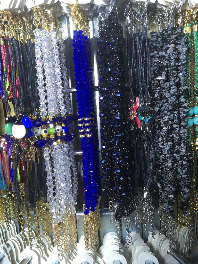 Crystal Bead Bracelet Set with Rotating Jewelry Display Stand