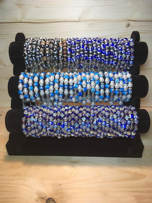 Blue evil eye bracelets in bulk