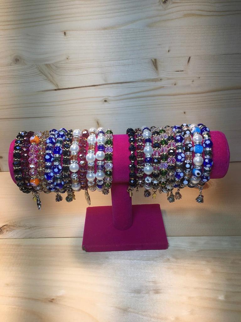 Evil eye Bracelets with Pearl Beads