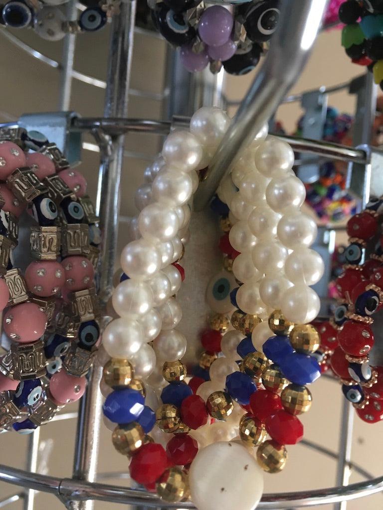 Pearl Beaded Evil Eye Bracelets Wholesale BQ002