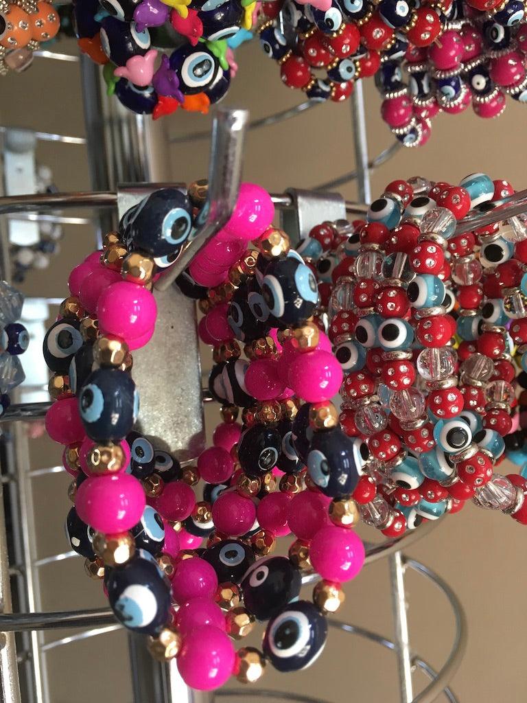pink evil eye bracelets in bulk