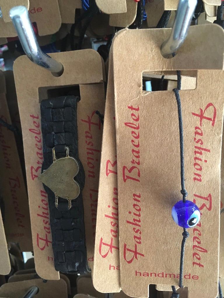 wholesale leather bracelets with evil eye charm