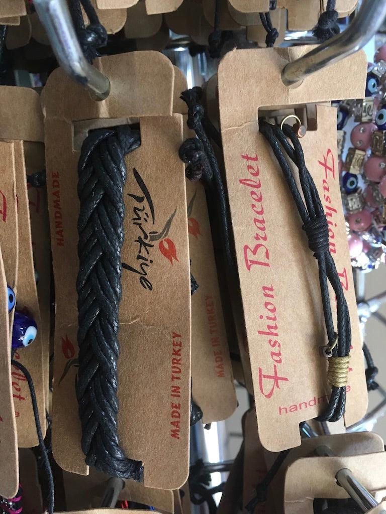 mens black leather bracelets wholesale
