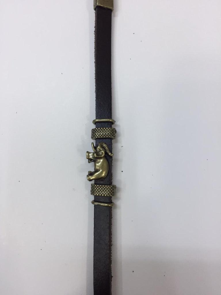 Leather Bracelets with Elephant Charm