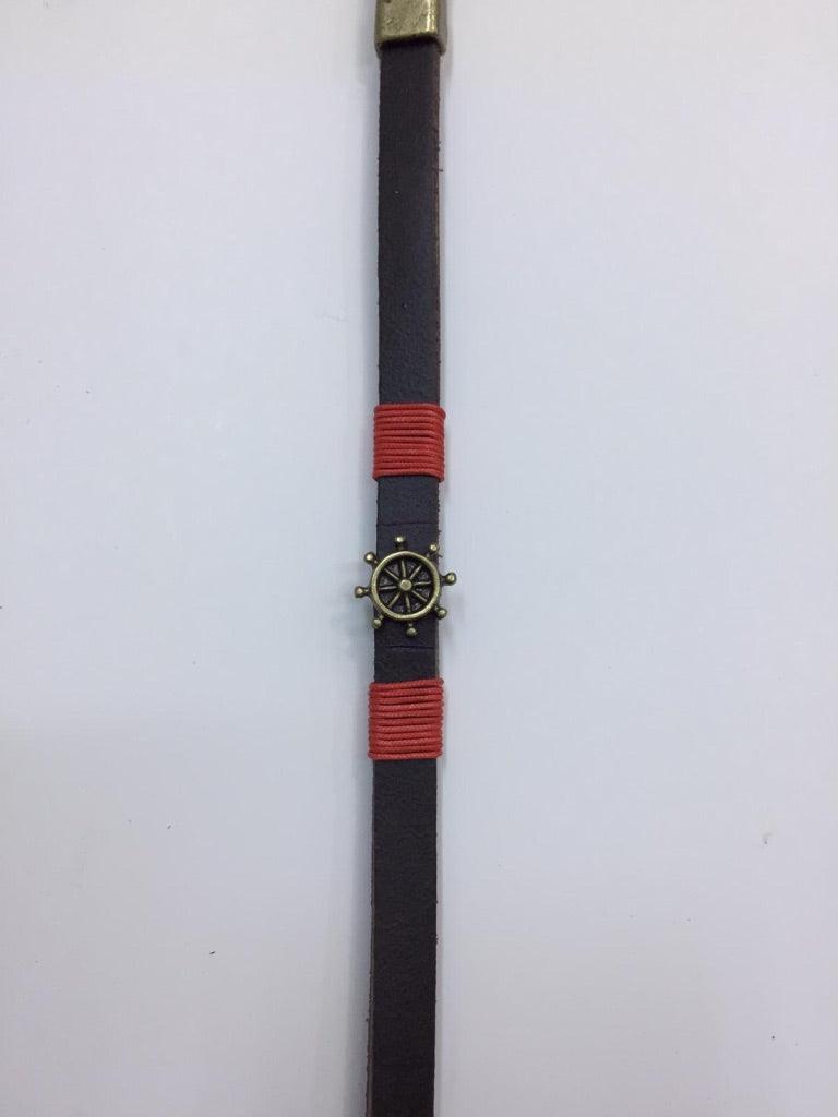 Leather Bracelets with Rudder Charm