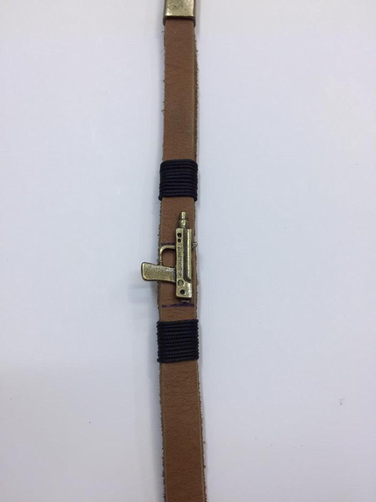 Leather Bracelets with Pistol Charm 