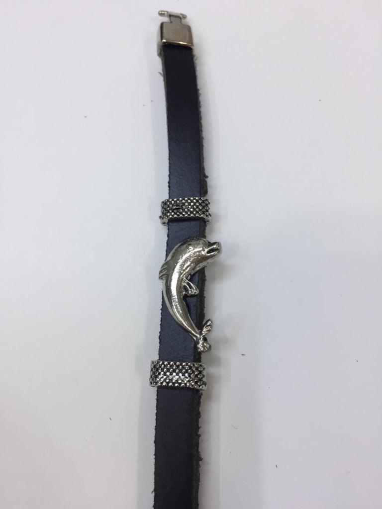 Leather Bracelets with Dolphin Charm