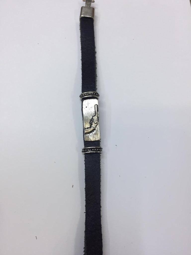 Leather Bracelets with Pistol Charm 2