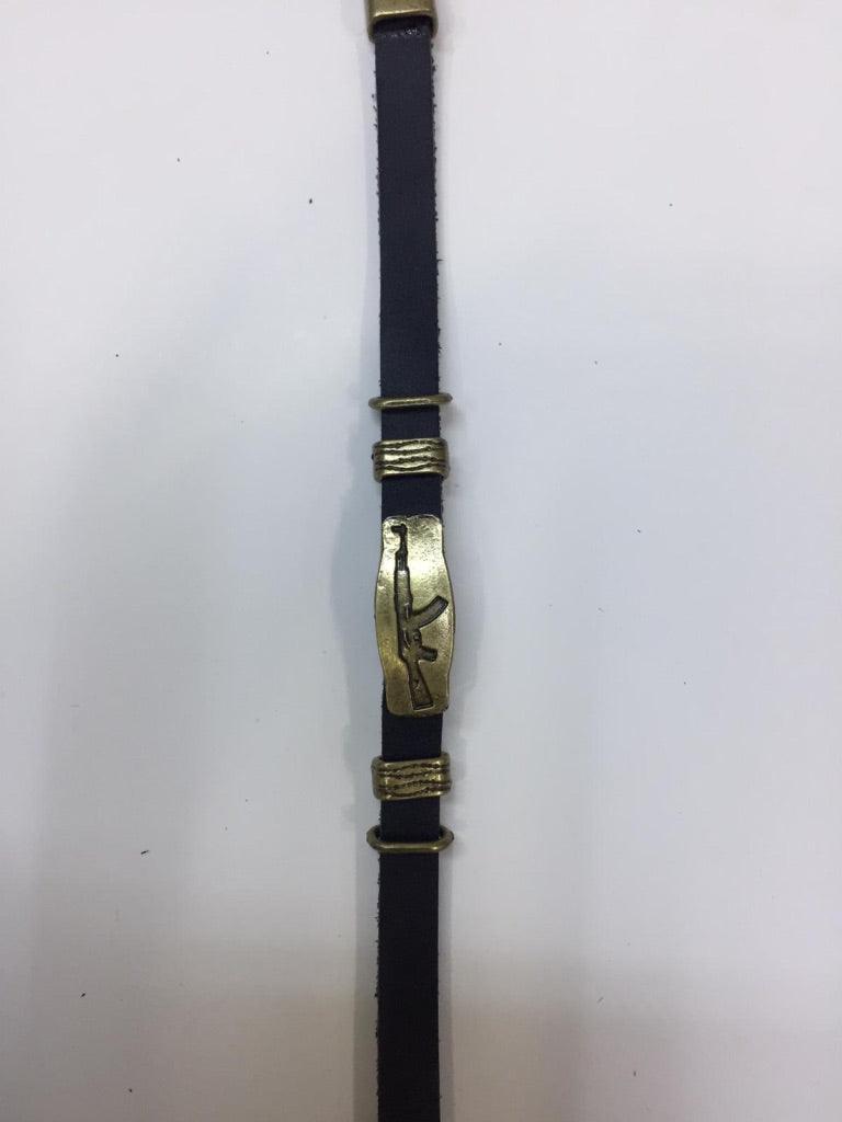 Leather Bracelets with Gun Charm