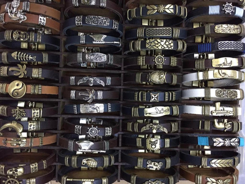 Leather Bracelets with Charms in Bulk