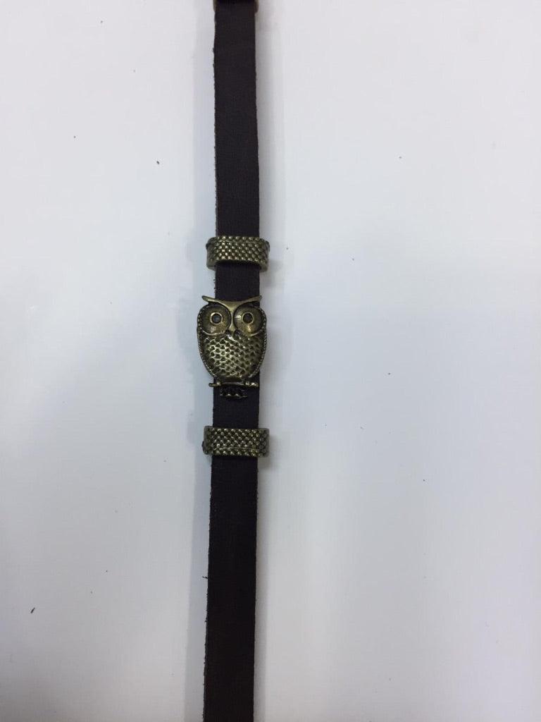 Leather Bracelets with Owl Charm