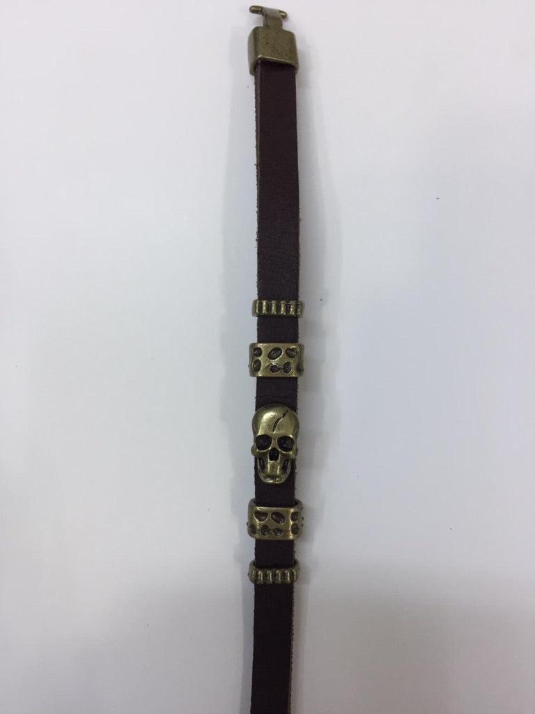 Leather Bracelets with Skull Charm 2