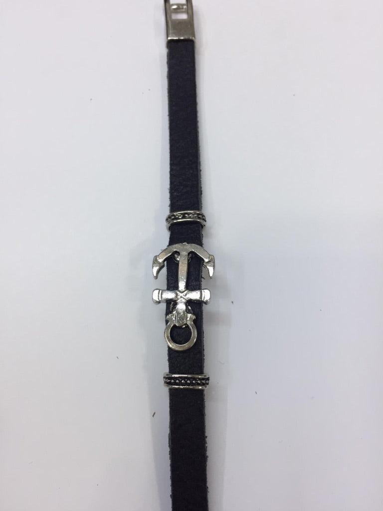 Leather Bracelets with Anchor Charm