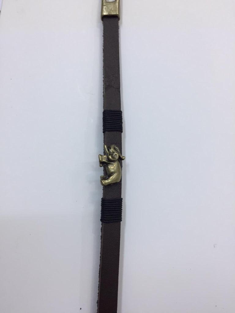 Brown Leather Bracelets with Elephant  Charm