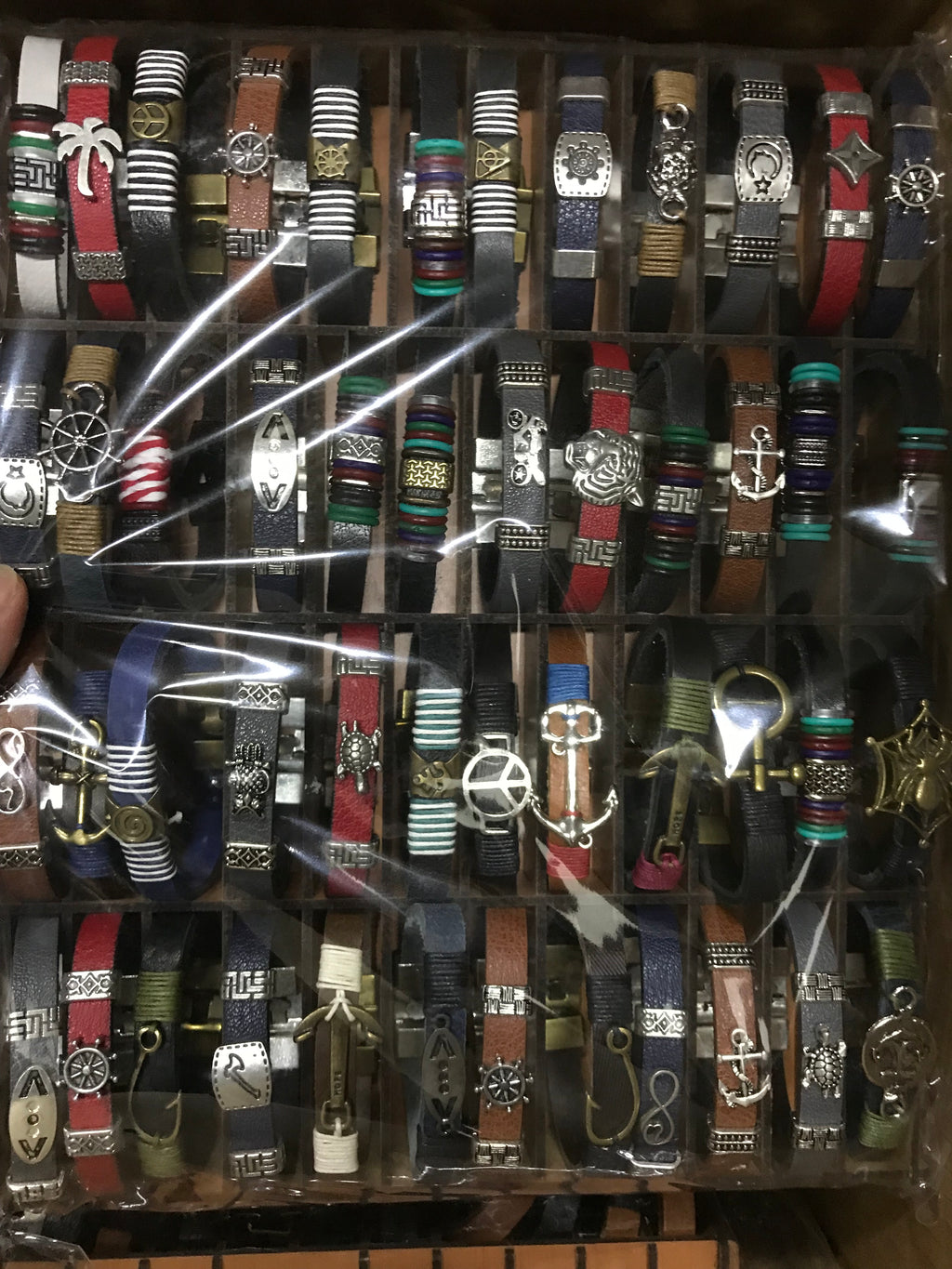 wholesale leather bracelets with steel charm