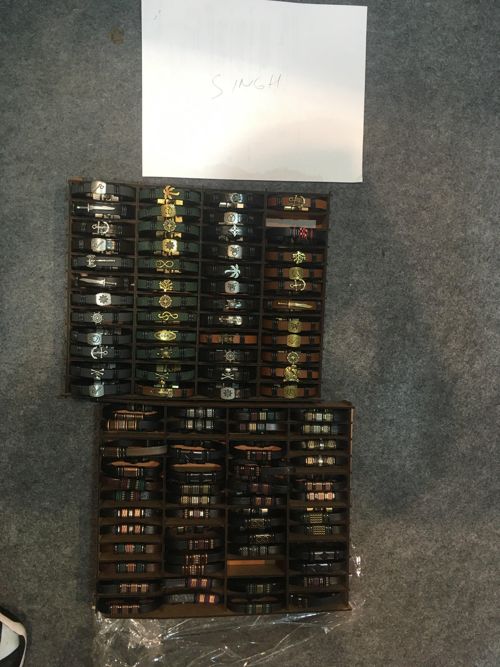 Leather steel charm bracelets in bulk