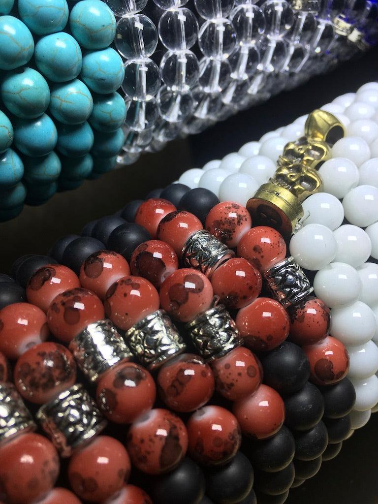 stone and glass bracelets with display 11