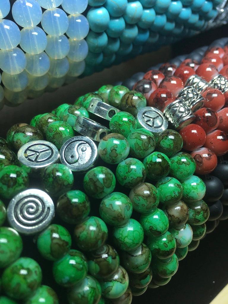 stone and glass bracelets with display 12
