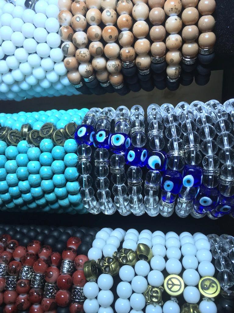 stone and glass bracelets with display 13