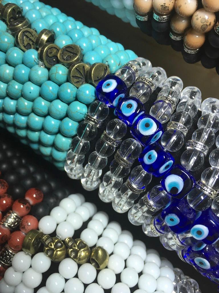 stone and glass bracelets with display 15