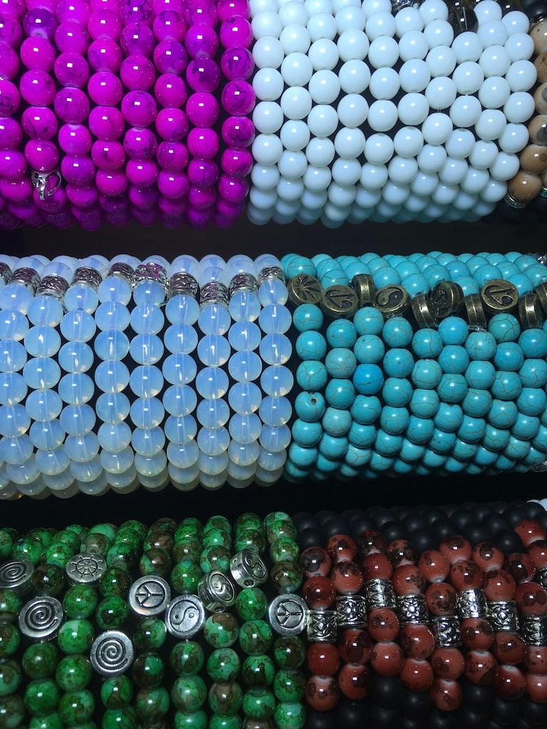 stone and glass bracelets with display 16