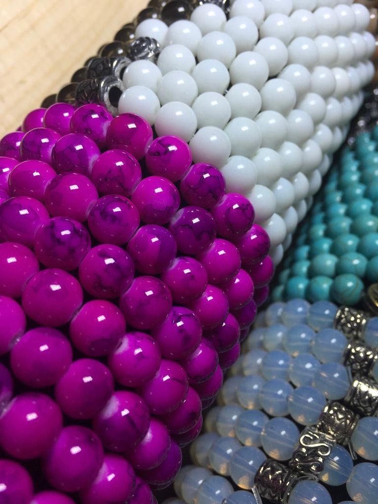 stone and glass bracelets with display 27