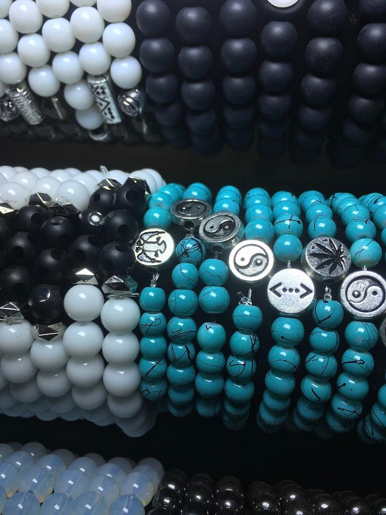 stone and glass bracelets with display 29