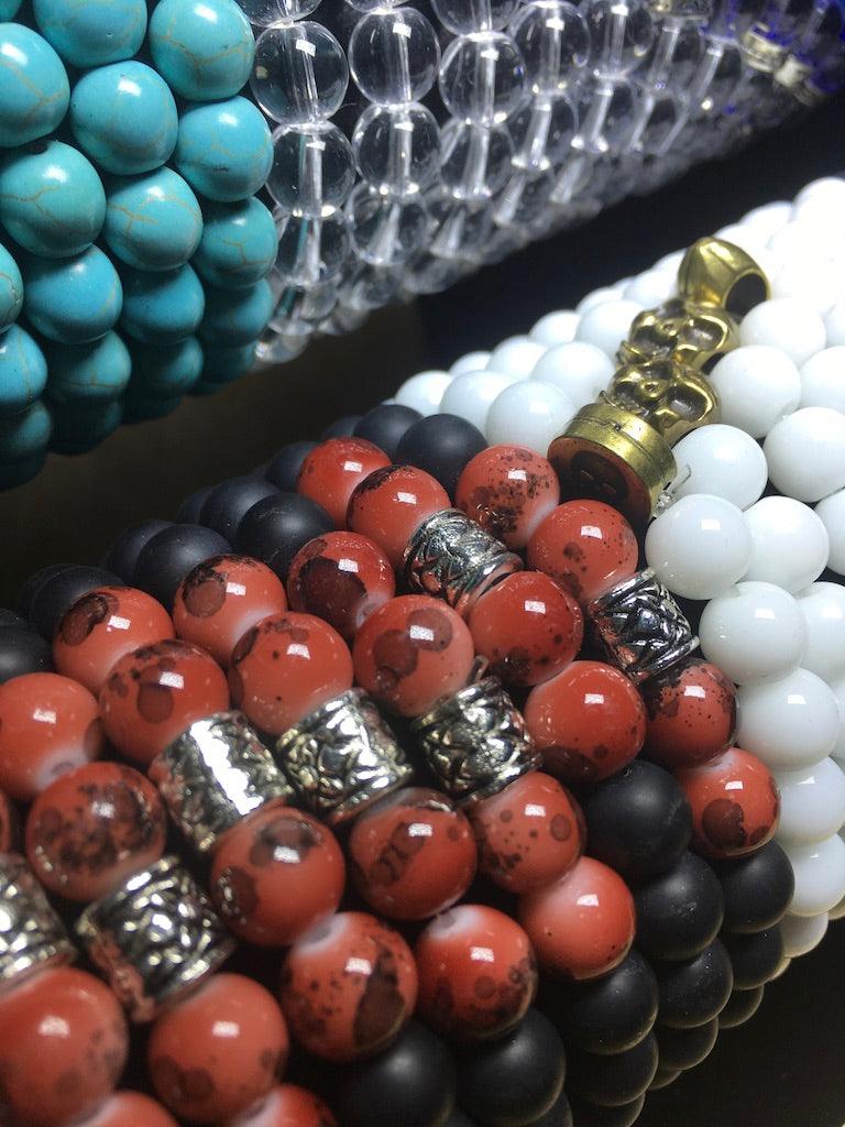 stone and glass bracelets with display 30
