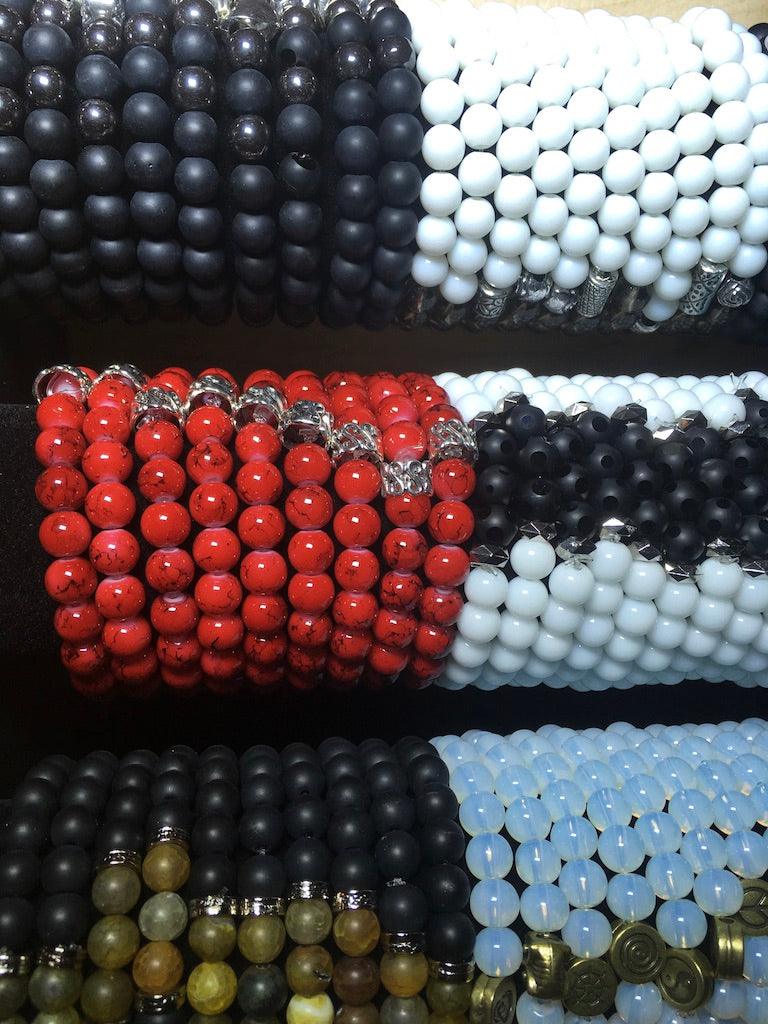 stone and glass bracelets with display 32