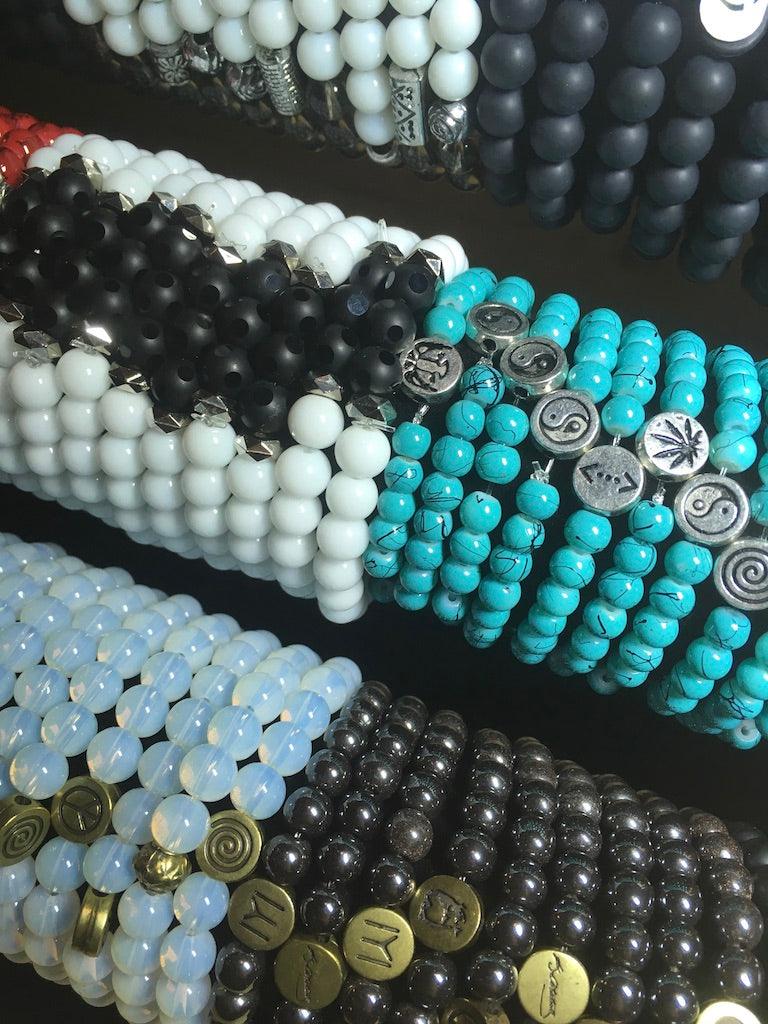 stone and glass bracelets with display 34
