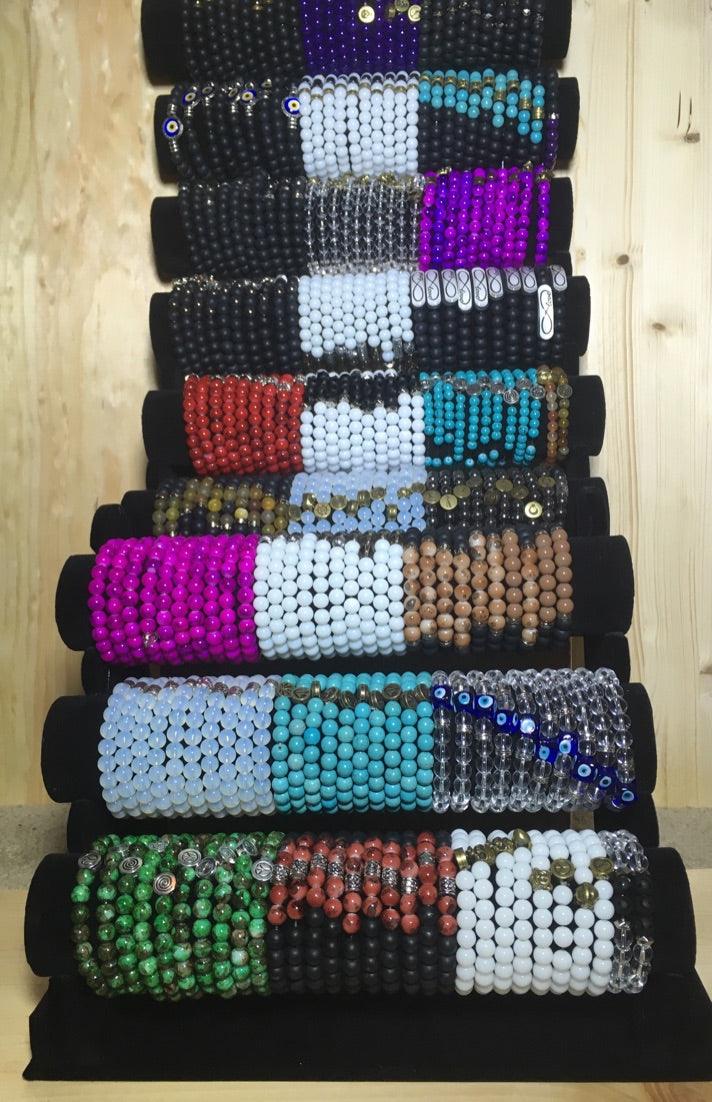 stone and glass bracelets with display 4