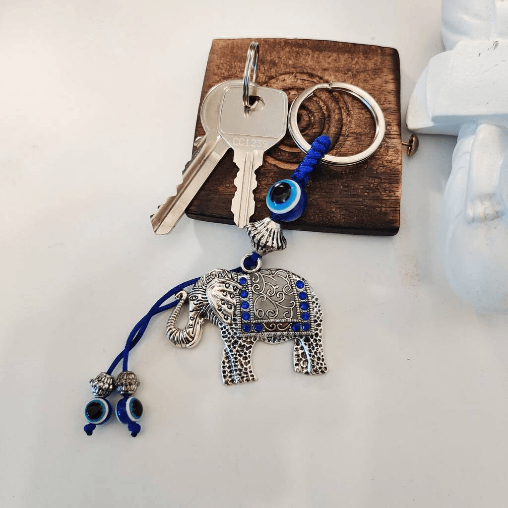 Wholesale Evil Eye Elephant Keychain 